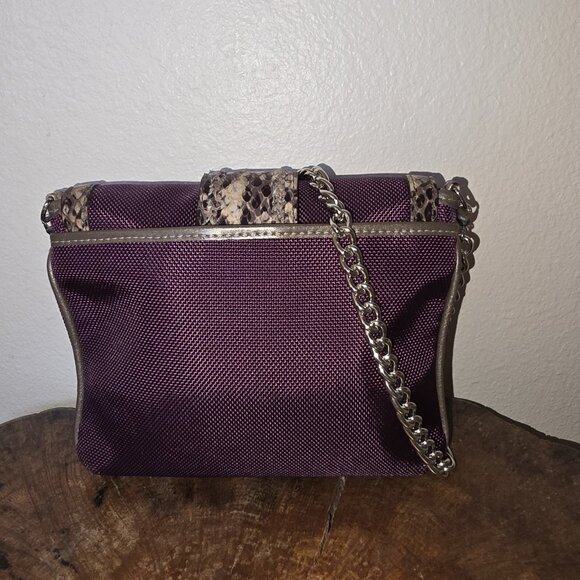Brighton Portland Plumberry Purple Nylon & Embossed Leather Buckle Flap Silver - Picture 12 of 15